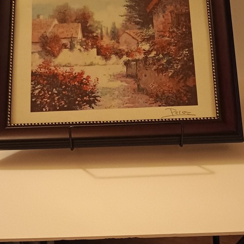 Perez Framed Landscape Art Print Signed Small Paper