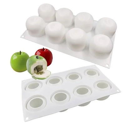 Apfel Birne Orange 3D Silikon Form 8 Zellen Eis Mousse Kerzen Dessert Seife
