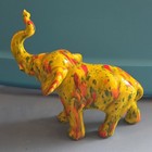 Yellow Splatter Paint Elephant Figurine with Raised Trunk (Trunk Up) — photo 4