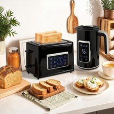 Rapid Boil Kettle and 2 Slice Toaster Set w/LED Touch Screen