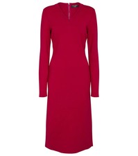 Dolce & Gabbana Wool Midi Dress Raspberry Red Stretch Long Modest XL US 14 NWOT
