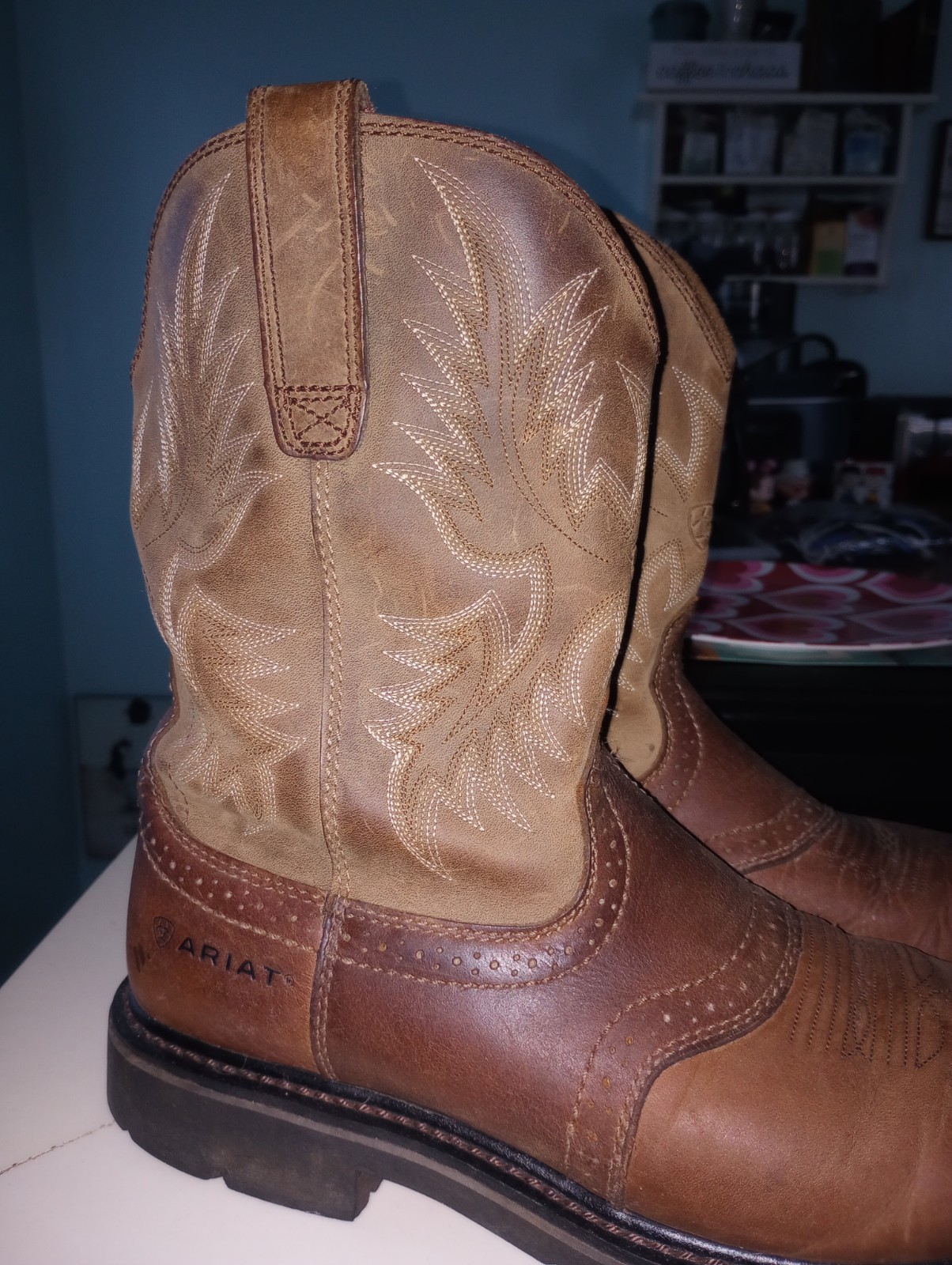 Ariat Western Performance Brown Square Toe Boots … - image 10