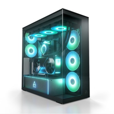 ARCTIC Xtender VG (Mirror Black) PC-Case Glas vertikale GPU Gaming  5x A-RGB