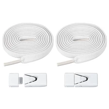 No Tie Shoelaces with 2 Metal Triangle Buckle Clips, 1Pair & White