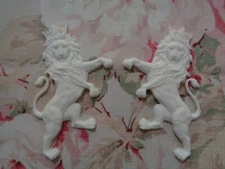 New! Crowned Lion L&R Pair Flex Architectural Pediment Furniture Applique 