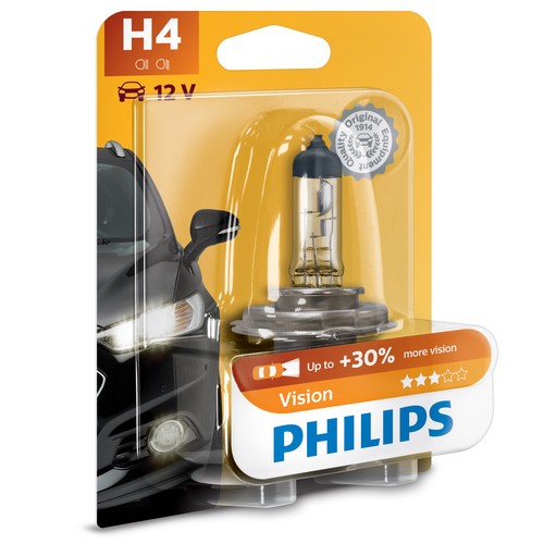 Philips Vision H4 30% More Light Headlight Bulb (Single) - Picture 2 of 3