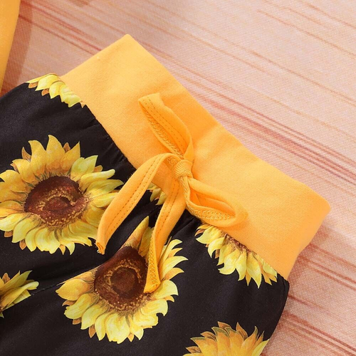 Newborn Baby Girls Romper Tops Sunflower Pants Set Outfits Kids Clothes 3pcs/set - Picture 9 of 13