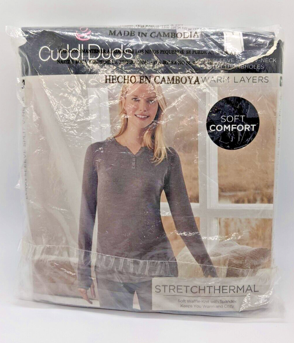 Cuddl Duds Stretch Thermal Henley Women's Long Sleeve Top (Medium, Buffalo Plaid eBay
