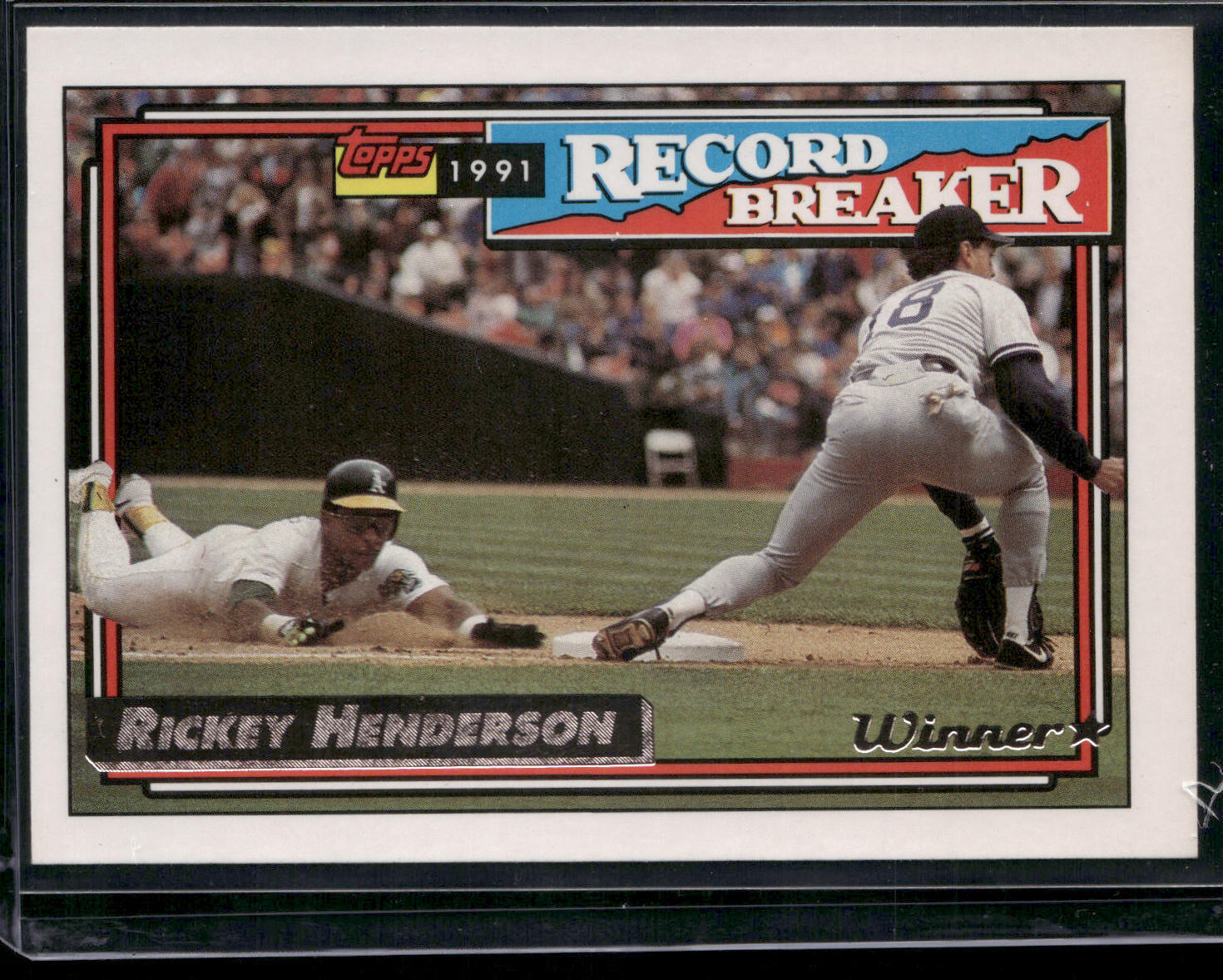 Rickey Henderson 1992 Topps Gold Winners #2a Large Topps Gold