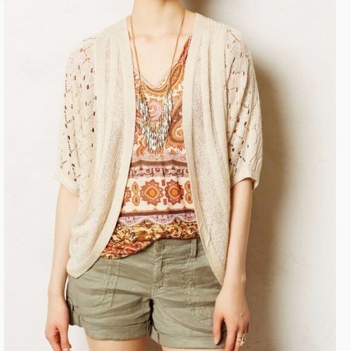 Cue Cher Qu open lace tan cardigan | eBay
