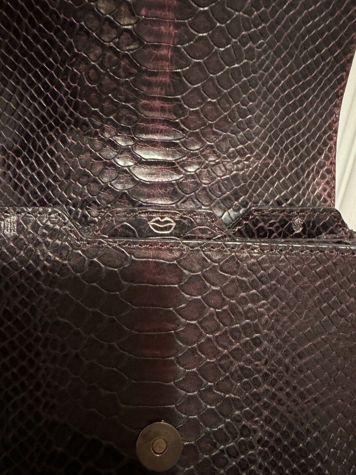 Snake Skin Leather Bag Crossbody Messenger Dark B… - image 9