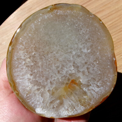 Quartz Crystal Geode Slice Polished End Cut Display Stone Brown Agate Edges 3.5''