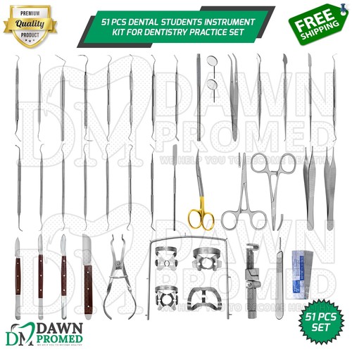 51 Pcs Dental Students Instrument Kit For Dentistry Practice Set German ...