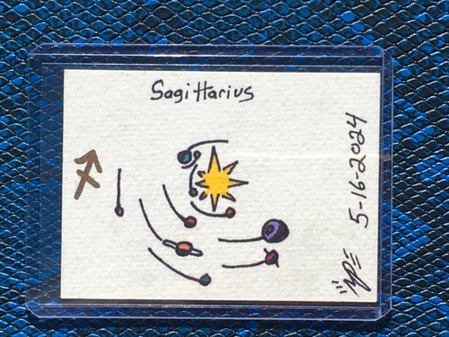 ACEO “Sagittarius Solar Map” Art Card Zodiac Astrology GIFT IDEA - Picture 4 of 5