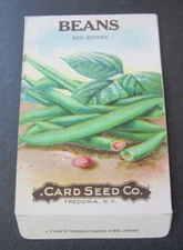 Old Vintage c.1910 - CARD SEED Co. - BEANS - Red Kidney - SEED PACKET