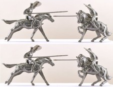 Ideal Recast Prince Valiant Knights - 70mm toy soldiers 4 silver mounted, access