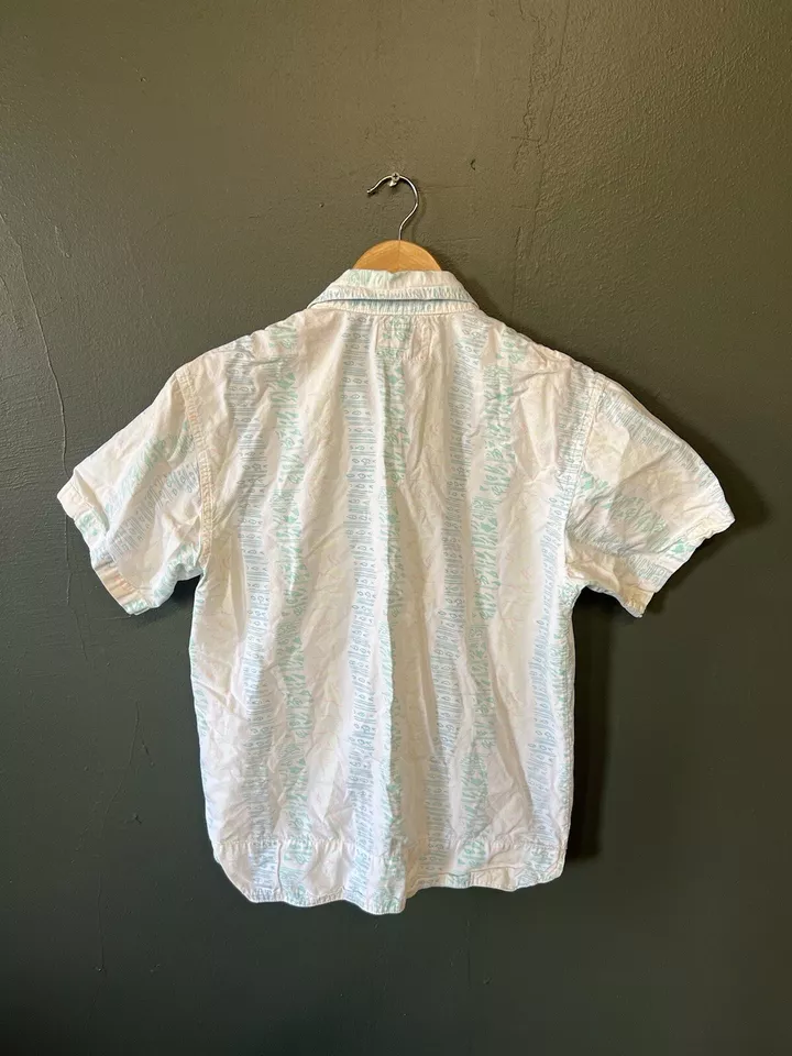 Vintage Gotcha Mens White Short Sleeve Striped Pattern Button Up Size Medium - Image 2 of 4