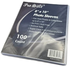 (100) Pro-Safe 8" x 10" Soft Photo / Card Sleeves 8x10 Acid Free Archival Safe