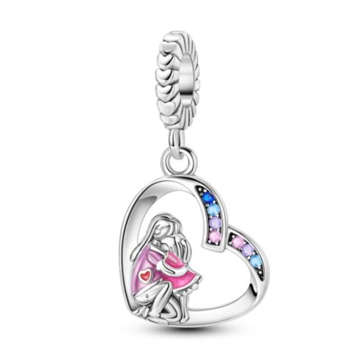 Charms Anhänger Silber 925 für Armband Herz Familie Mutter Tochter Liebe 
