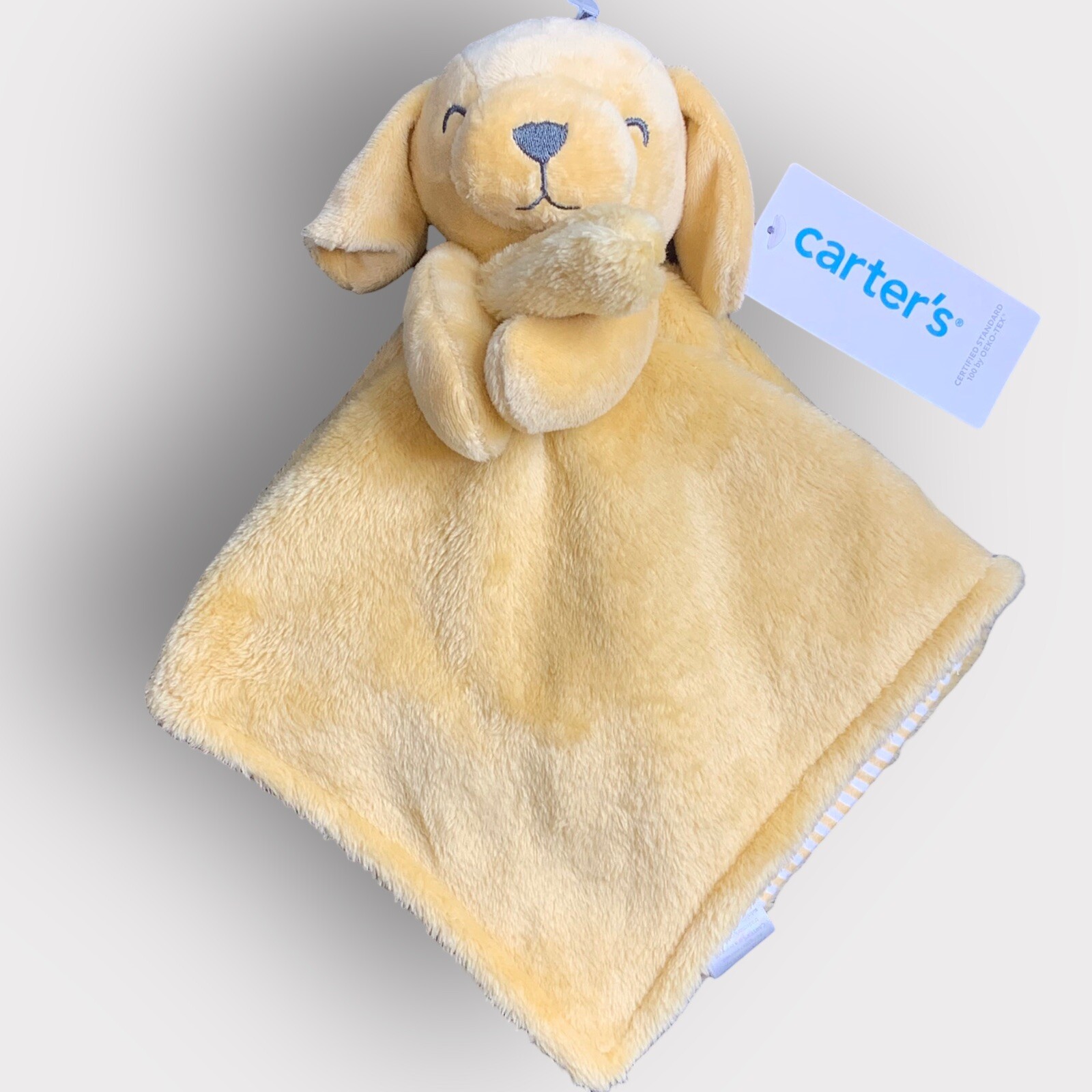 Carter’s Puppy Dog Golden Retriever Lovey Security Blanket Stripes Soft