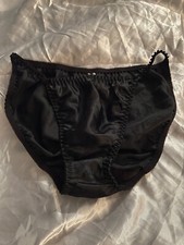 Delicates Black Satin String Bikini Sz 8