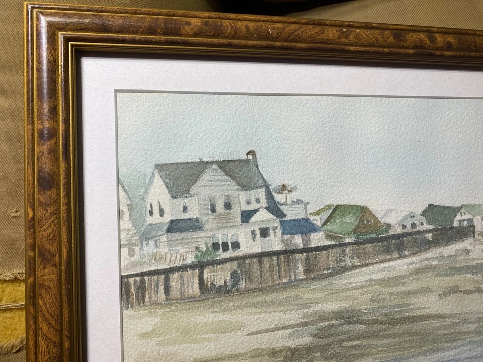 Pintura Acuarela M O'Malley "Escena de Paisaje Costero" - Firmada y Enmarcada Foto 2 de 4