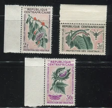 Central African Republic Stamps SC #53-55 MNH - 1965 Insects w selvage