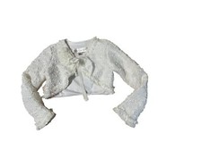 Isobella  Chloe Girls Sz 5 Ivory Ruffle Sequins  Texture Bolero Shrug