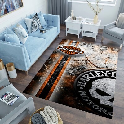 Harley Davidson Rug, Area Rug, For Living Room, Home Decor, Fan Rug, Cool Rug