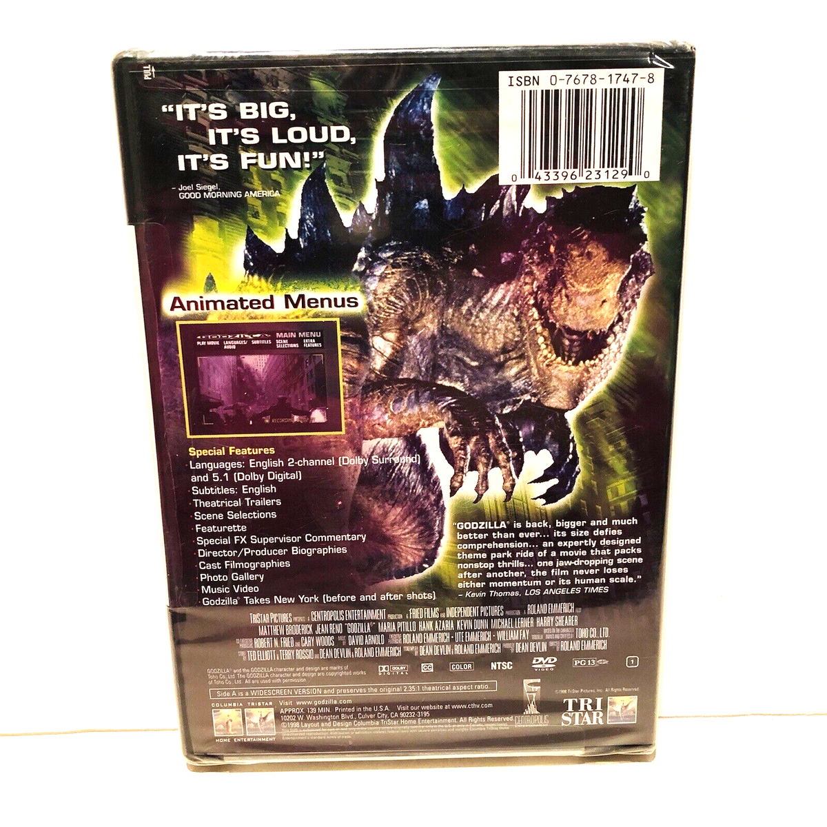 Godzilla DVD Deluxe Widescreen SCI FI Movie Matthew Broderick Jean