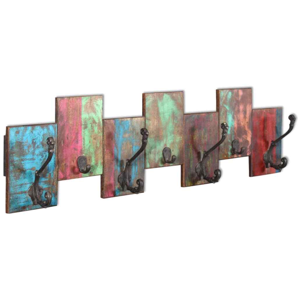 vidaXL Appendiabiti Multicolore Legno Recuperato 7 Ganci Vintage