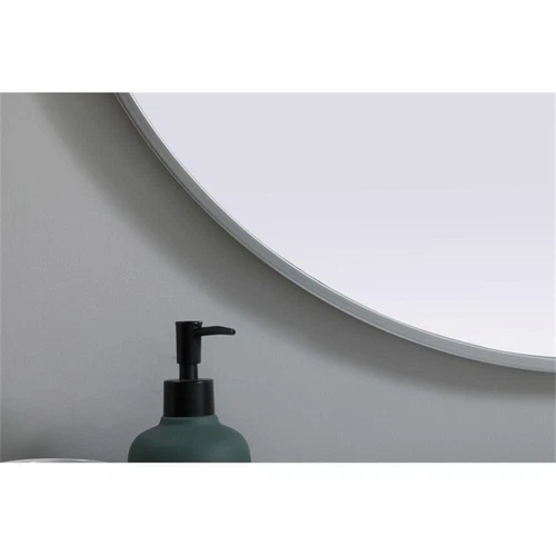 Elegant Decor Asha 30x36" Oval Modern MDF Wood/Iron Mirror in Silver - Picture 8 of 11