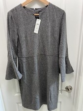 Ann Taylor bell sleeve dress Heather gray, knee length Size 4 New With tags