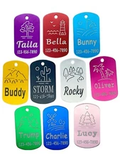 Pawtographize Dog Cat ID Tags Personalized  Pet Name Tags Engraved Customized