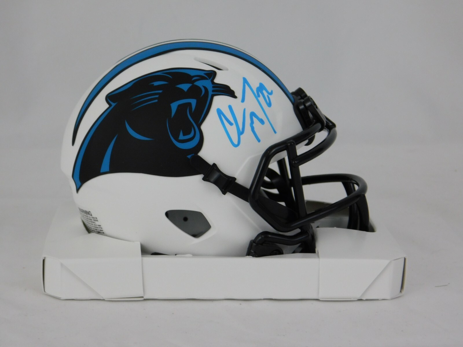 Christian McCaffrey Autographed Signed Carolina Panthers Lunar Eclipse Mini Helmet Beckett 