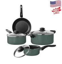 7 Piece Non-Stick Cookware Set Aluminum Lightweight Saucepan Dutch Oven Kitchen