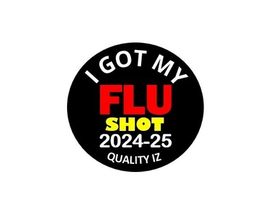 0.5'' I Got My Flu Shot 2024-25 Stickers (Black, 100 Per Roll; sku 655457778318)