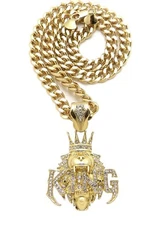 New King Crown Lion Pendant 9mm/18",20",24" Cuban Chain Hip Hop Necklace RC4395