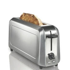 Countertop Slim Long-Slot Toaster 2 Slice Capacity Stainless Steel Easy Cleanup