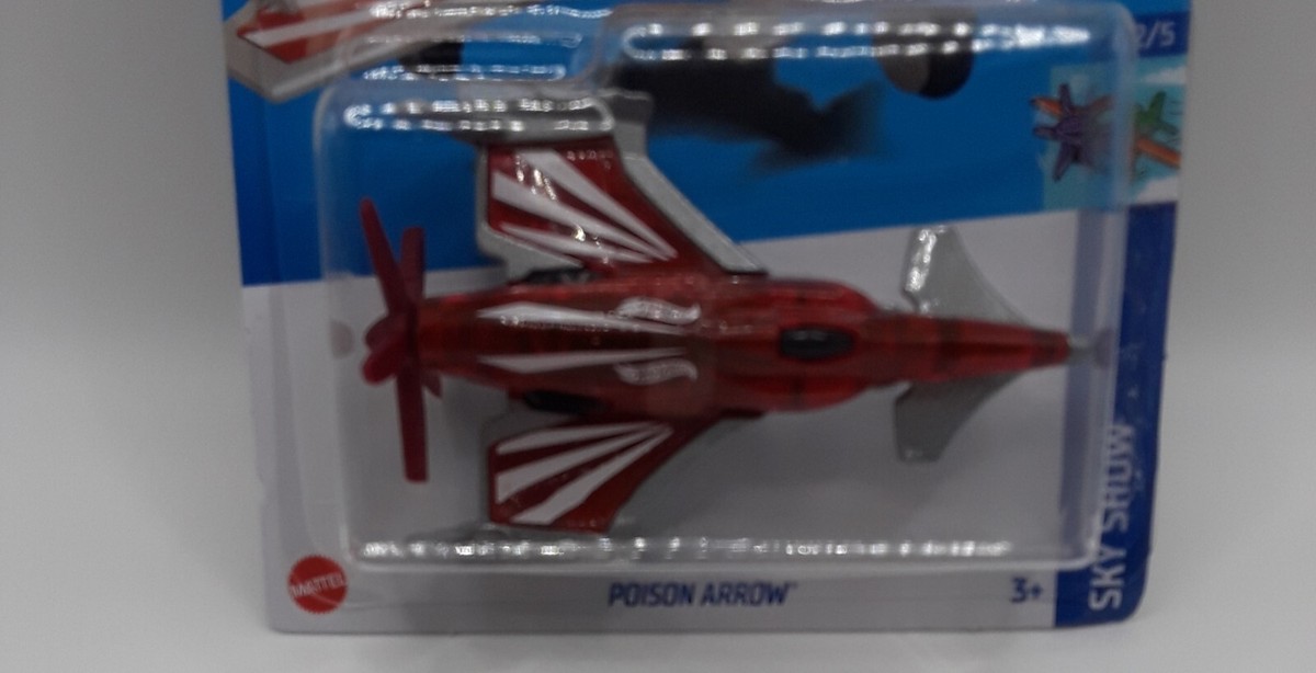 HOT WHEELS Poison Arrow SKY SHOW 2023 - Avion Diecast 1:64 #45/250, Carte Internationale