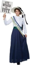 American Suffragette Women Voter Protest Fancy Dress Up Halloween Adult Costume