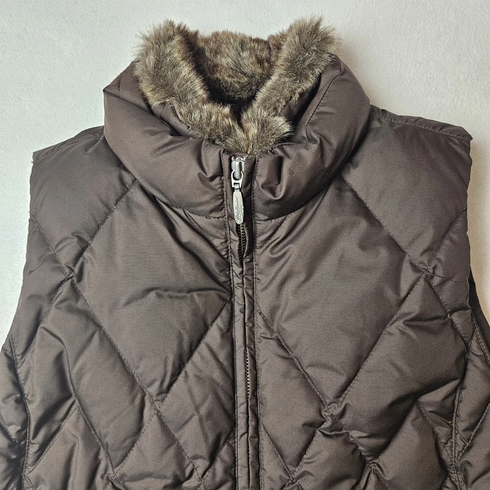 Eddie Bauer Premium Goose Down Women Gorpcore Faux Fur Collar Vest Size Medium - Image 2 of 4