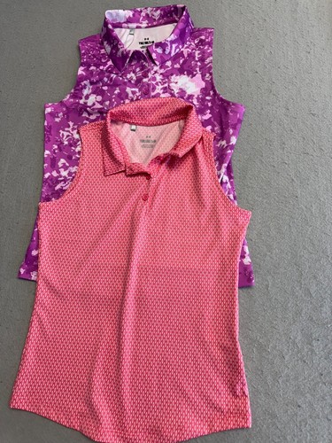 (2) New Youth Under Armour Golf Polos Med 10-12 Girls Blade Print Set MSRP $110 - Picture 2 of 5