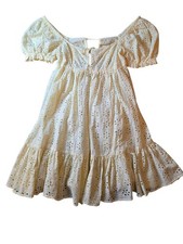 Urban Outfitters Women's Off the Shoulder Maxi Pale Yellow Eyelet Dress Size M