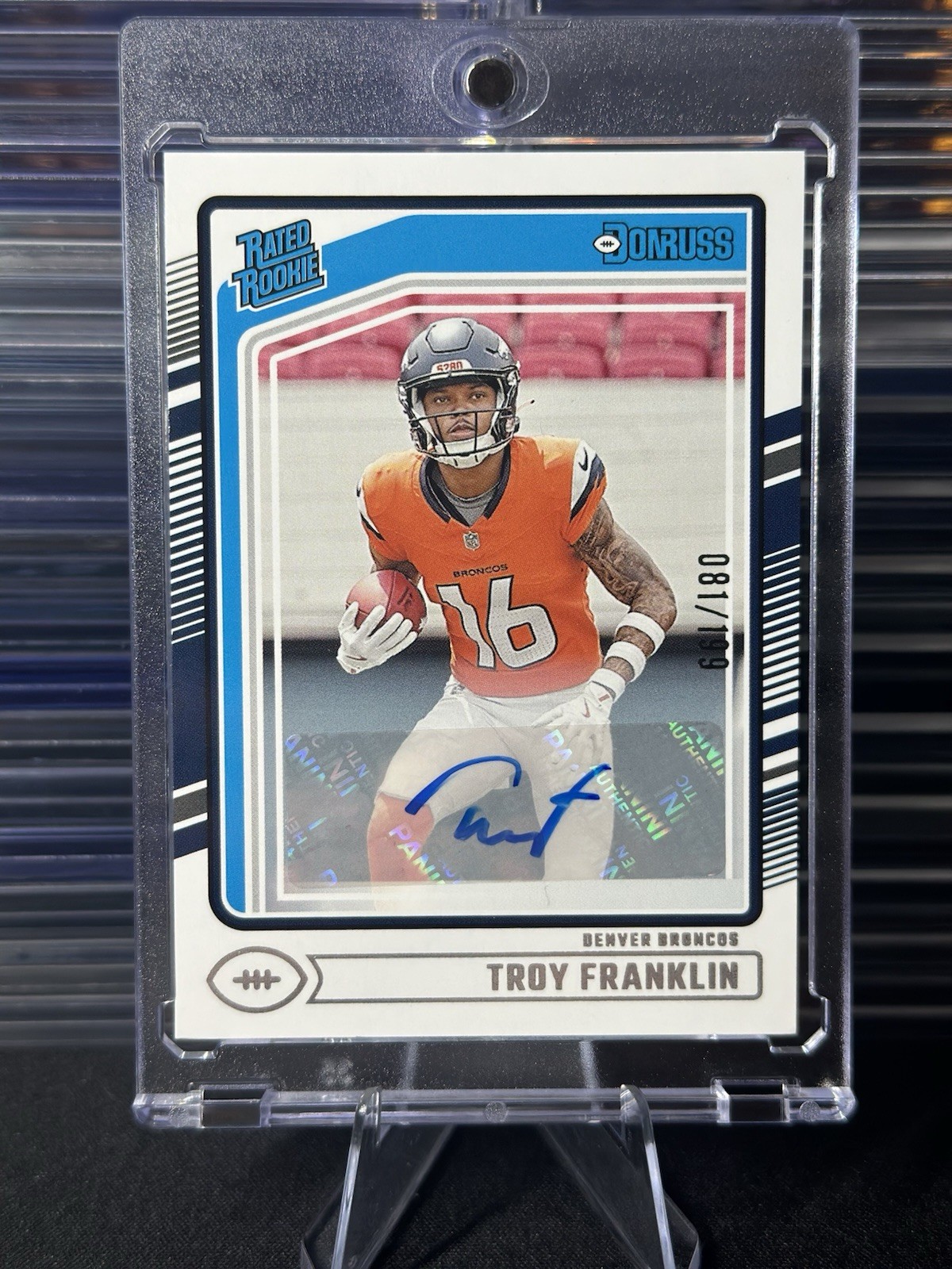 2024 Panini Donruss Troy Franklin Rated Rookie Auto /199 #338 Denver Broncos