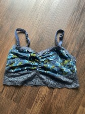 SOMA MEDIUM ALLOVER LACE BRALETTE BRA FLORAL BLUE