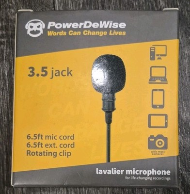 PowerDeWise Lavalier Microphone 3.5 Jack Magnetic Clip 6.5 Ft