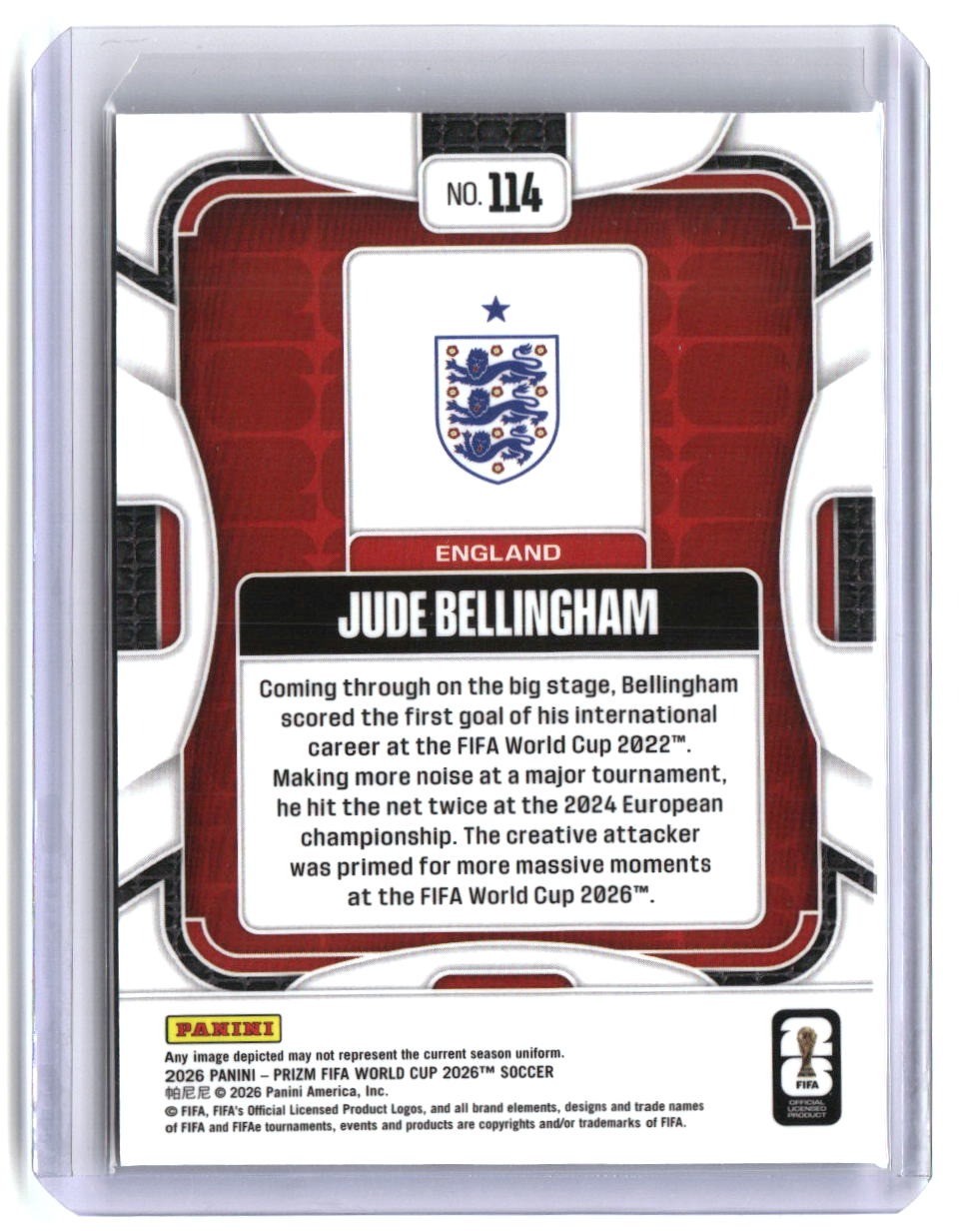 Jude Bellingham 2026 Panini Prizm FIFA World Cup view 2