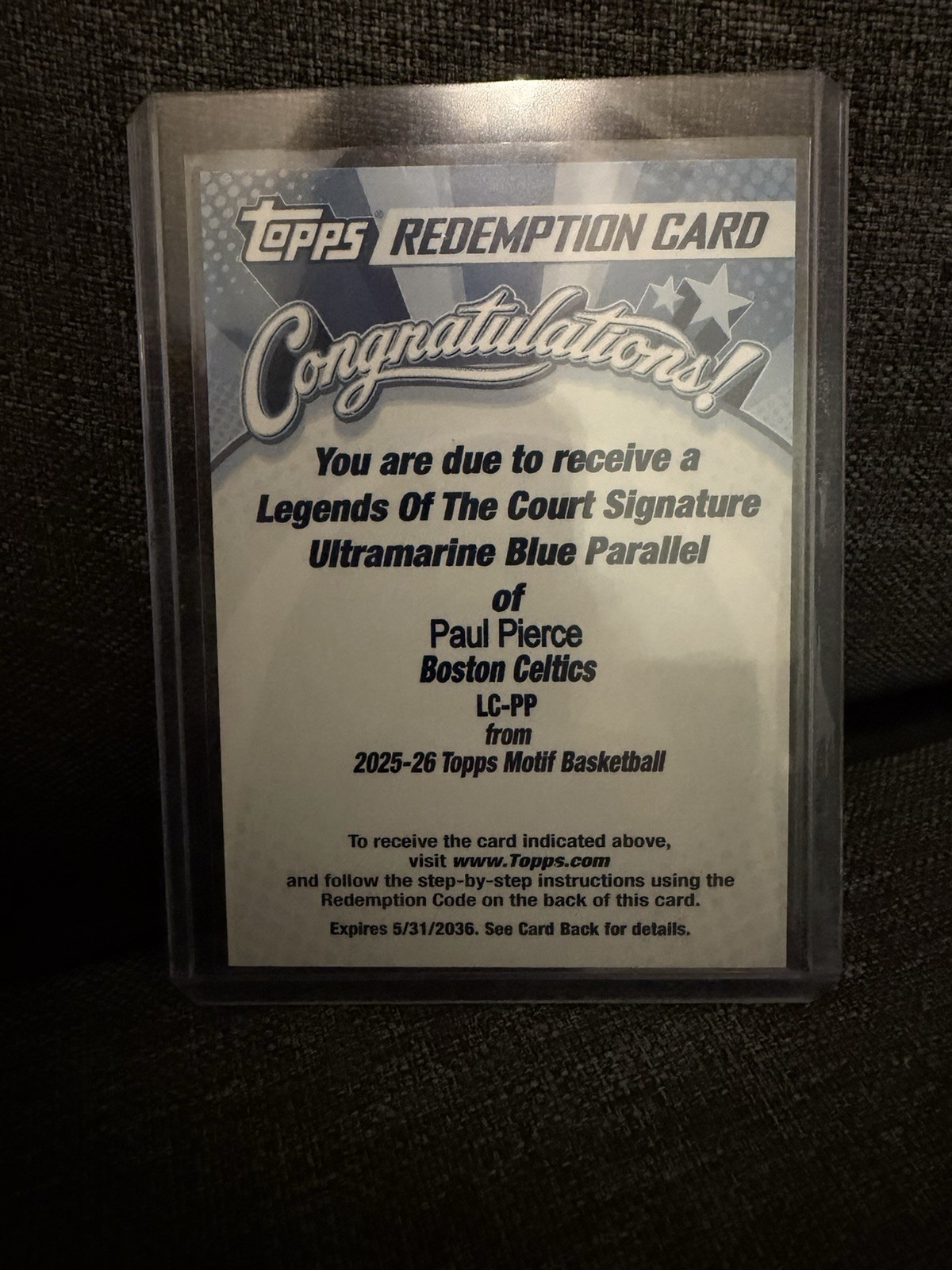 Paul Pierce 2025-26 Topps Motif Legends of The Court Blue Auto Redemption /39