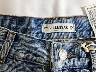 Pull&Bear Women s Blue Solid Distressed Denim Short Skirt, Size 26 Regular